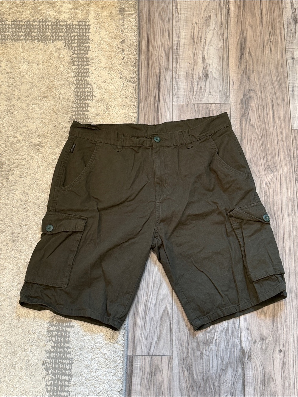 Ring of Fire Olive Green Cargo Shorts with Button Flap Pockets